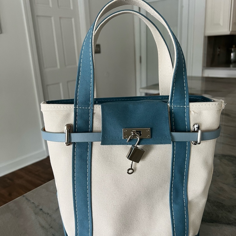 Boatkin Style Blue and White Canvas Tote Bag